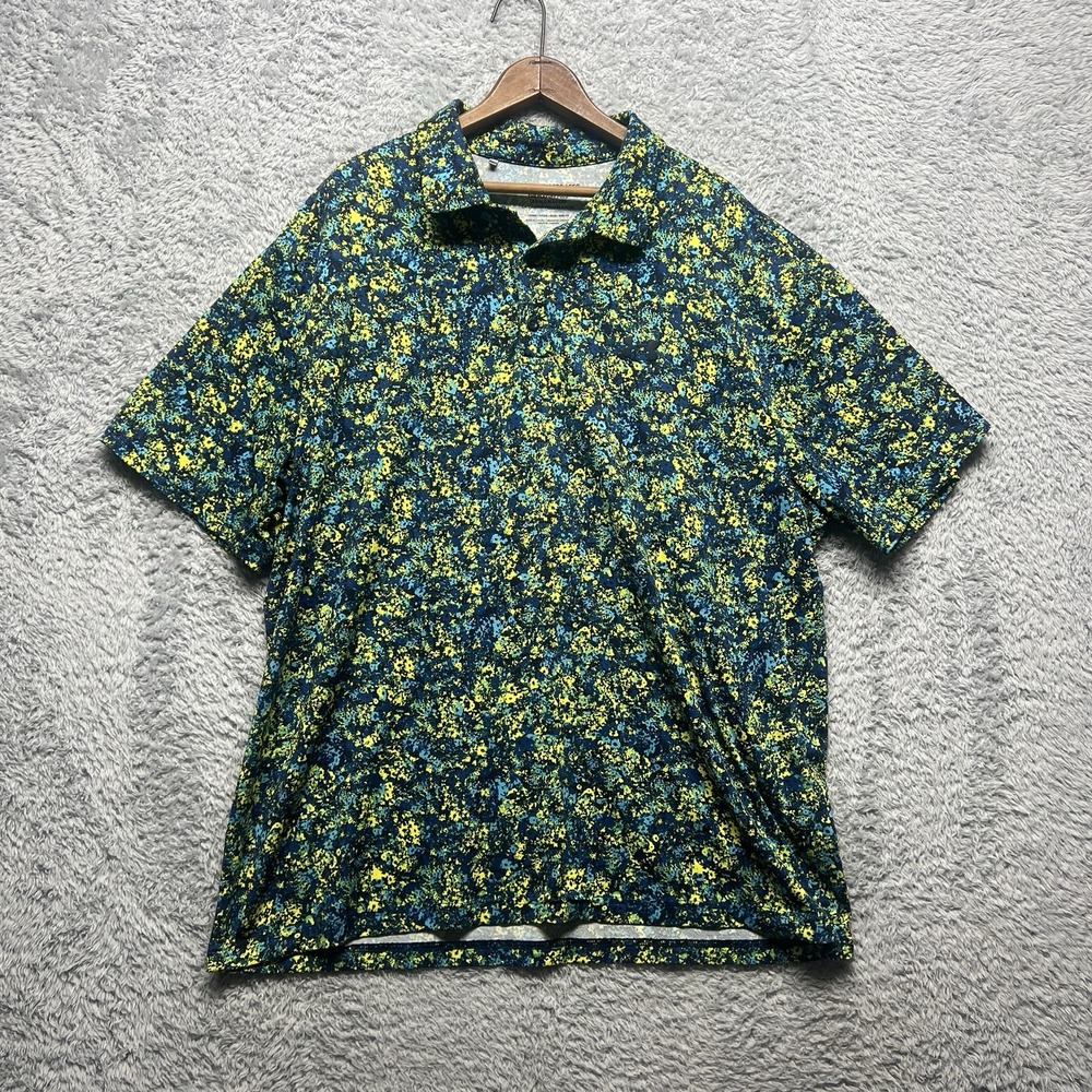 Under Armour The Playoff Polo 3.0 Mens 2XL Floral Midnight Navy Starfruit Yellow